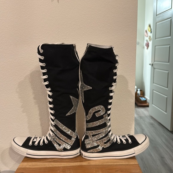 FIRM - Converse All Star Glitter Chuck Taylor Tall Knee High Sneakers - Picture 3 of 12